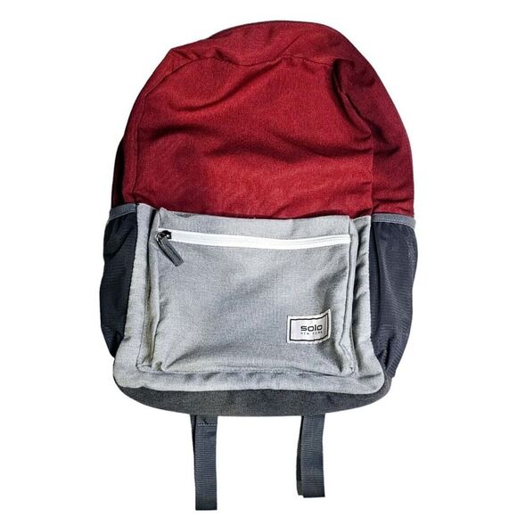 Solo Backpack NY - Unisex- Dark Red/Grey EUC - Picture 1 of 9